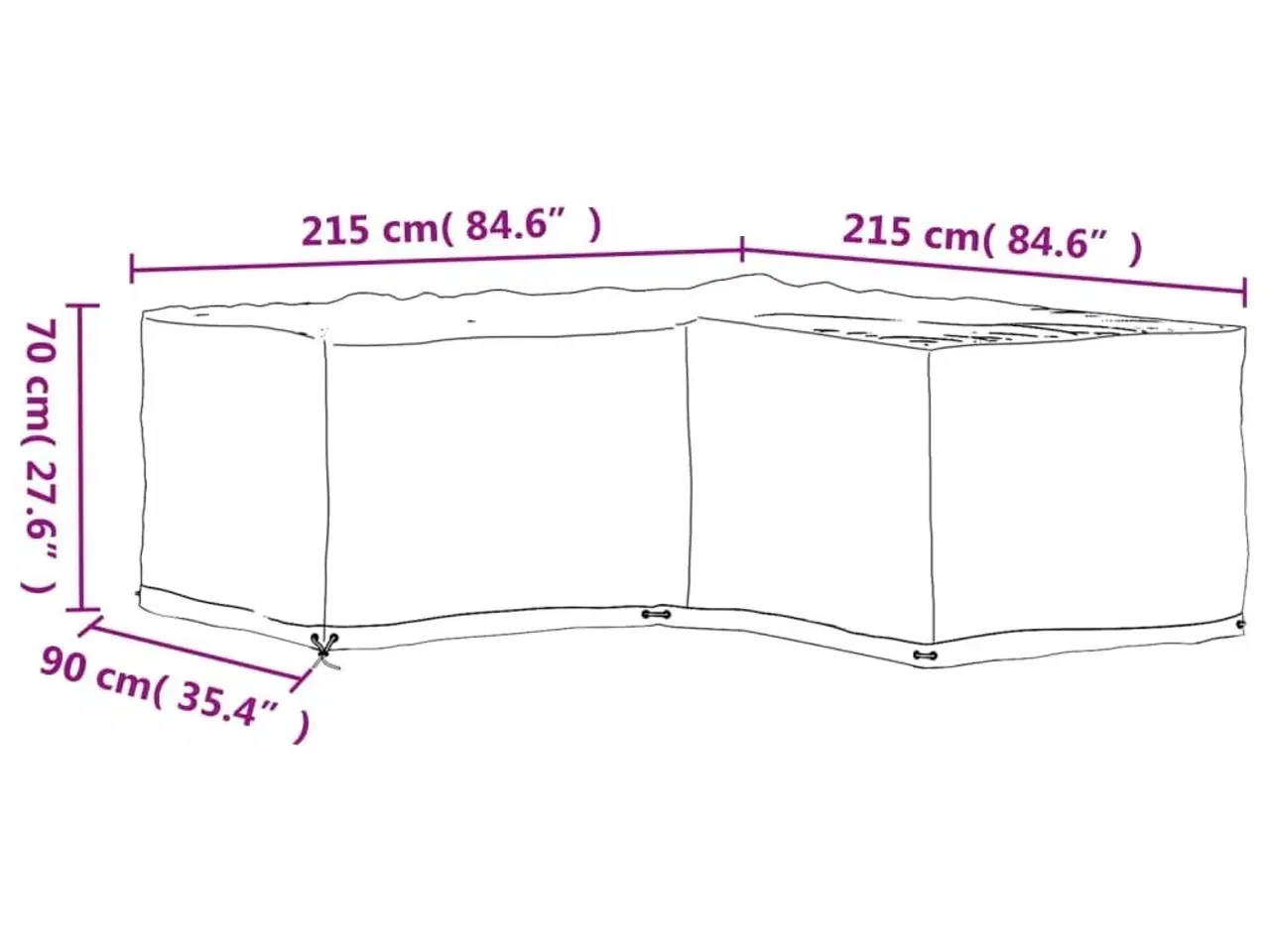 Billede 9 - L-formet havemøbelovertræk 215x215x70 cm 16 øjer