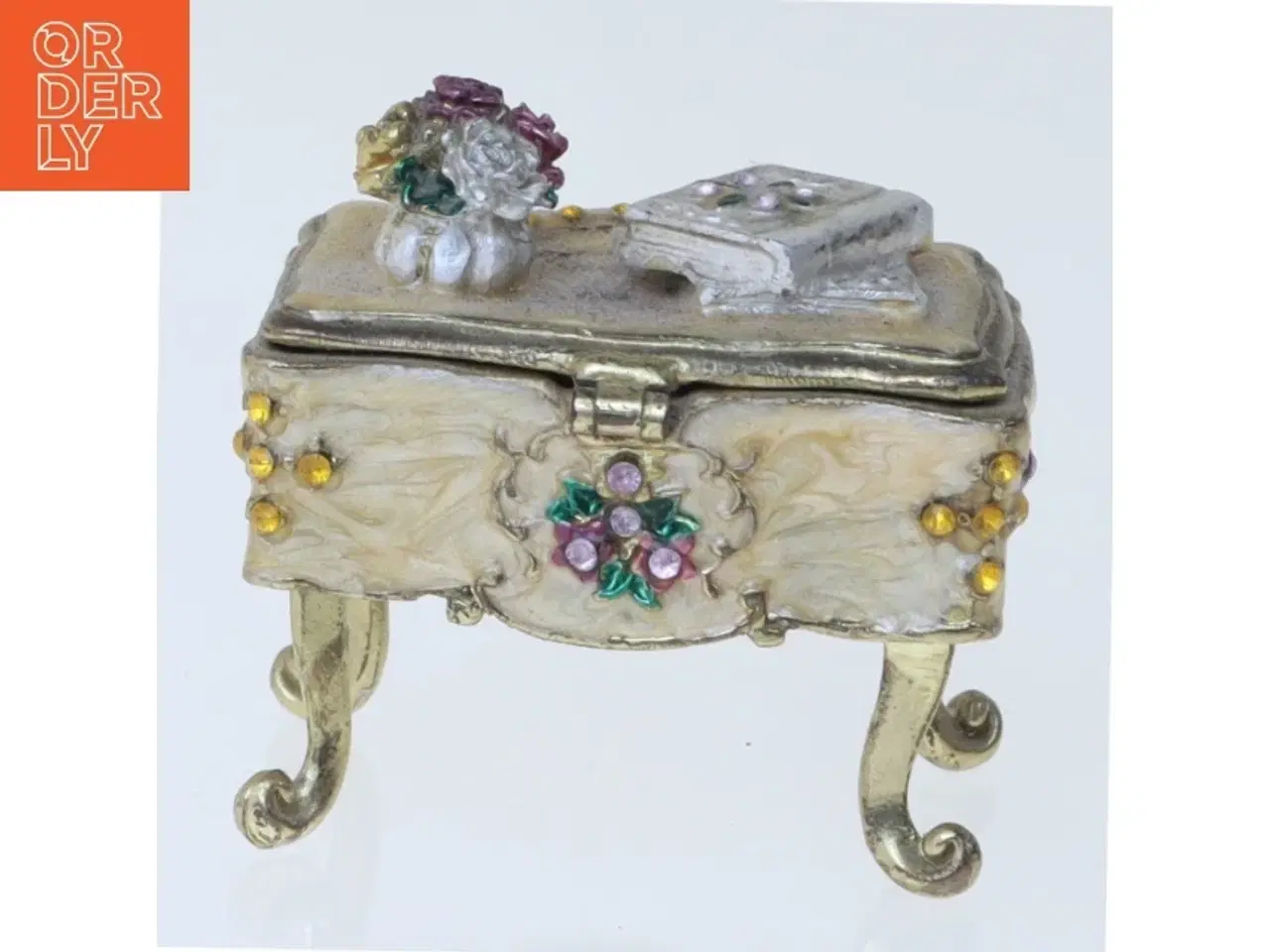 Billede 2 - Dekorativ smykkeskrin med blomstermotiv (str. 5 cm)