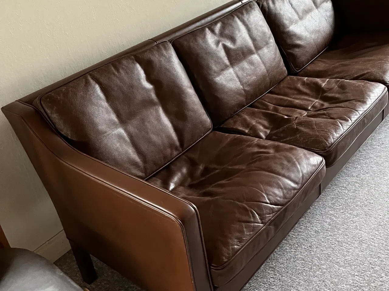 Billede 3 - 3 pers. Børge Mogensen sofa (2423) i brunt læder