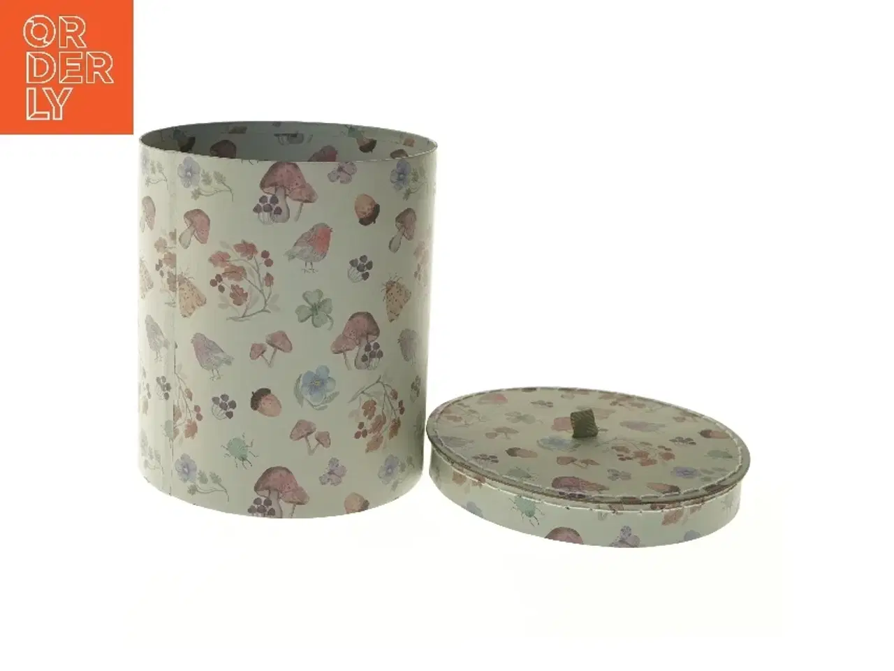 Billede 5 - Dekorativ opbevaringskasse (str. Ø 21 cm længde 24 cm)