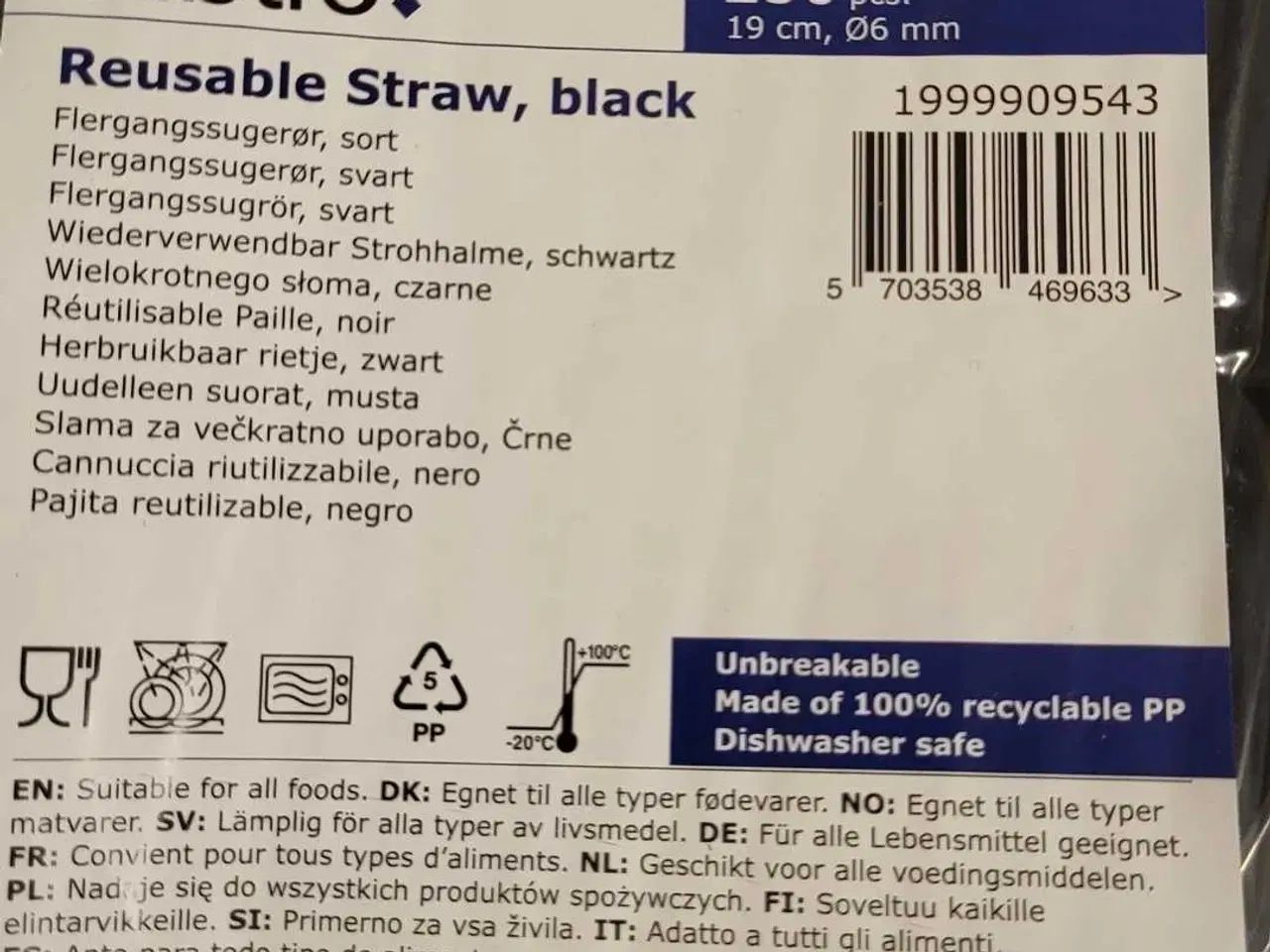 Billede 6 - Flergangssugerør, sort 250 pcs. 19 cm, Ø6 mm