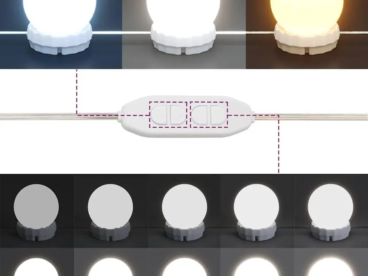 Billede 9 - Makeupbord med LED-lys 100x40x120 cm hvid