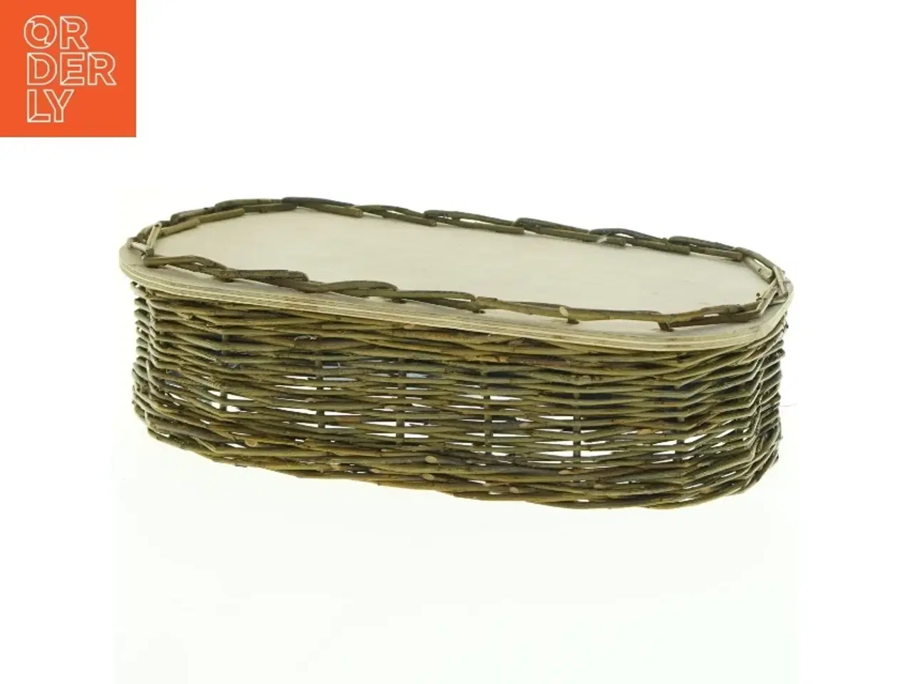 Billede 4 - Flettet kurv med stofindlæg (str. 30 x 17 cm)