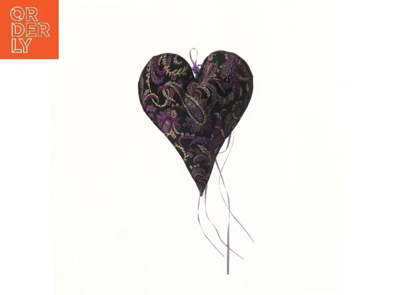 Billede 2 - Hjerteformet tekstildekoration med bånd (str. 21 cm)