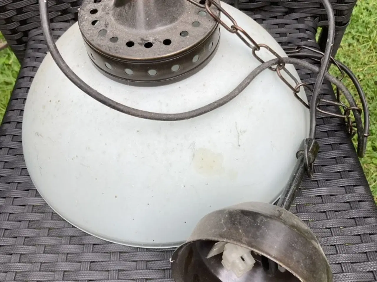 Billede 1 - Loftslampe med kædeophæng – glasskærm