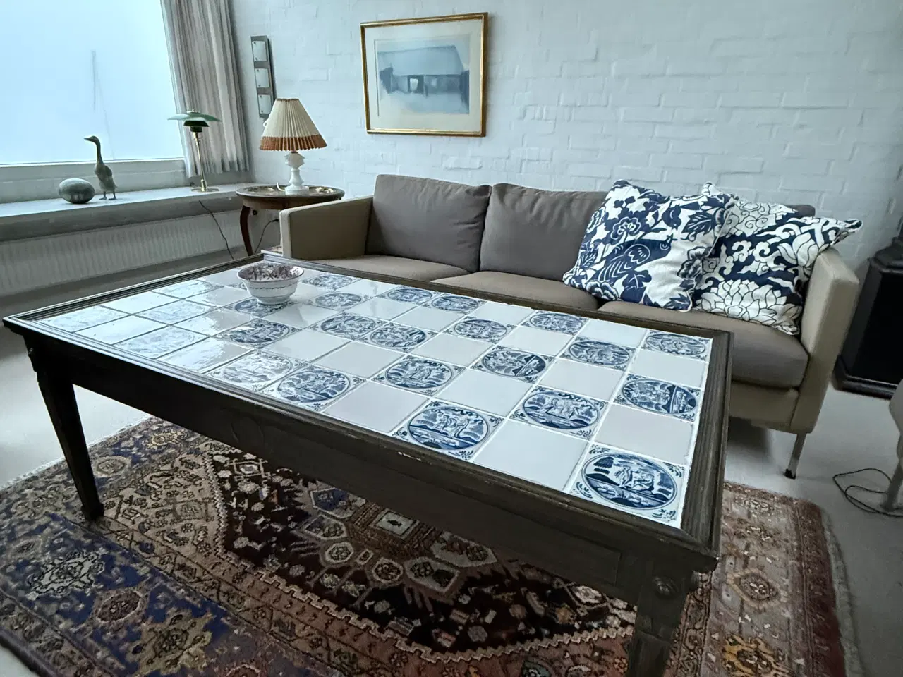 Billede 1 - Antik kakler i skræddersyet sofabord 
