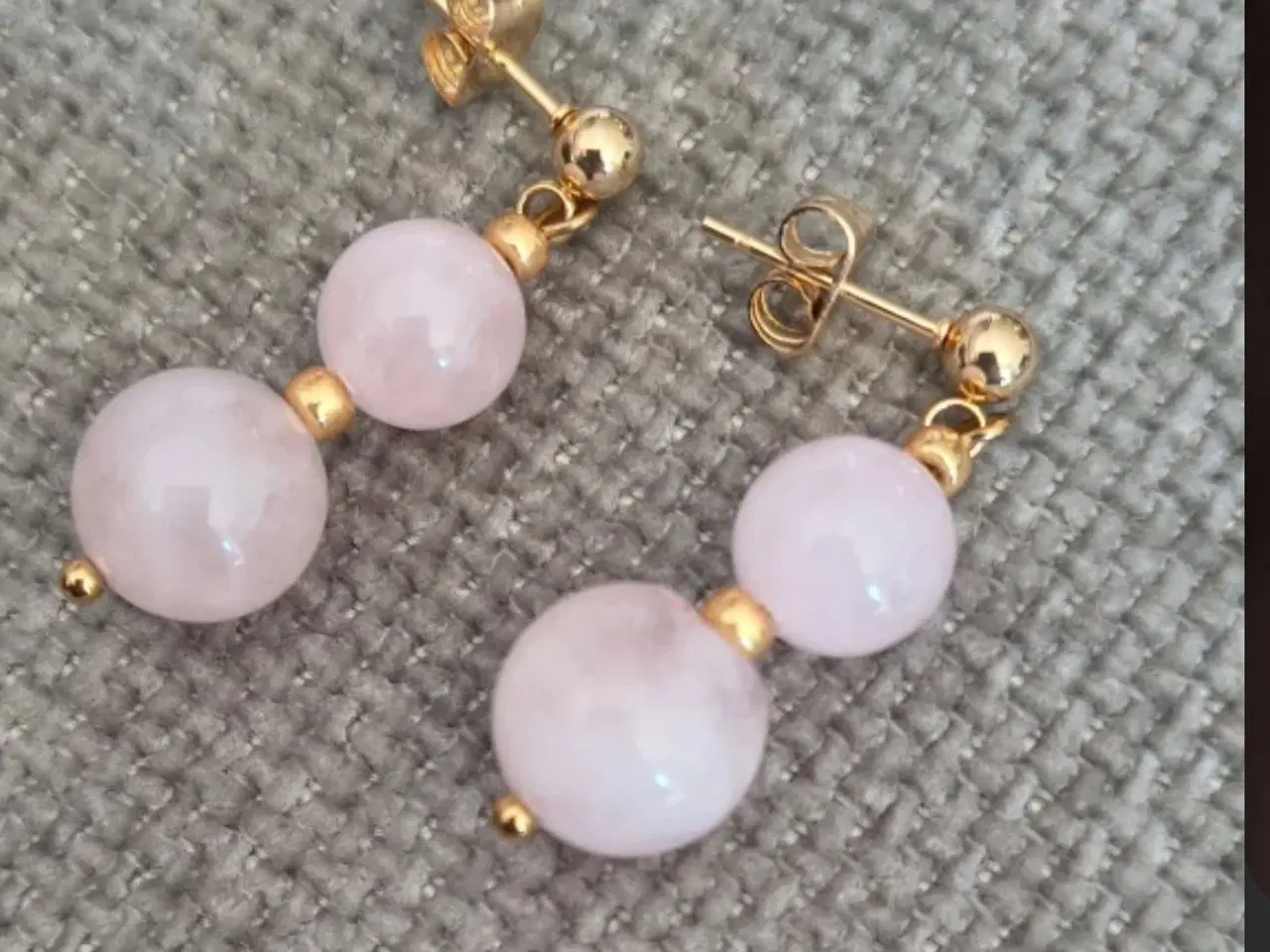 Billede 1 - Rosa quartz øreringe 