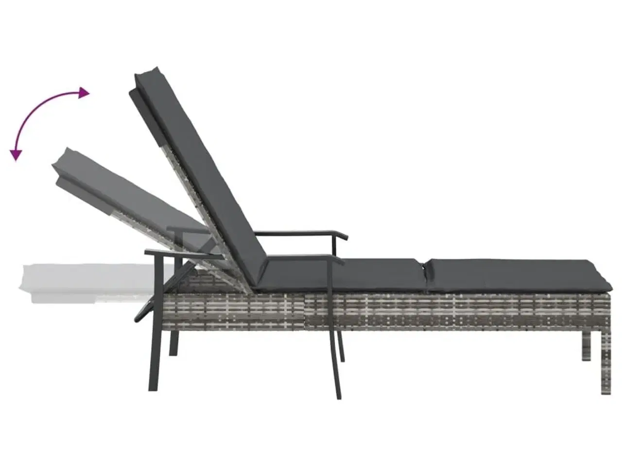 Billede 7 - Liggestol med hynde polyrattan grå