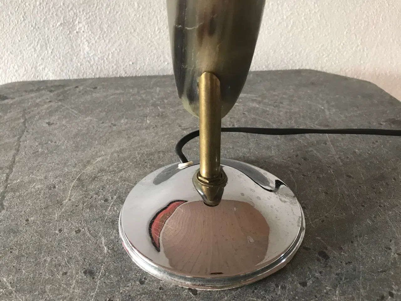 Billede 6 - Unik bordlampe i messing, horn og chrome