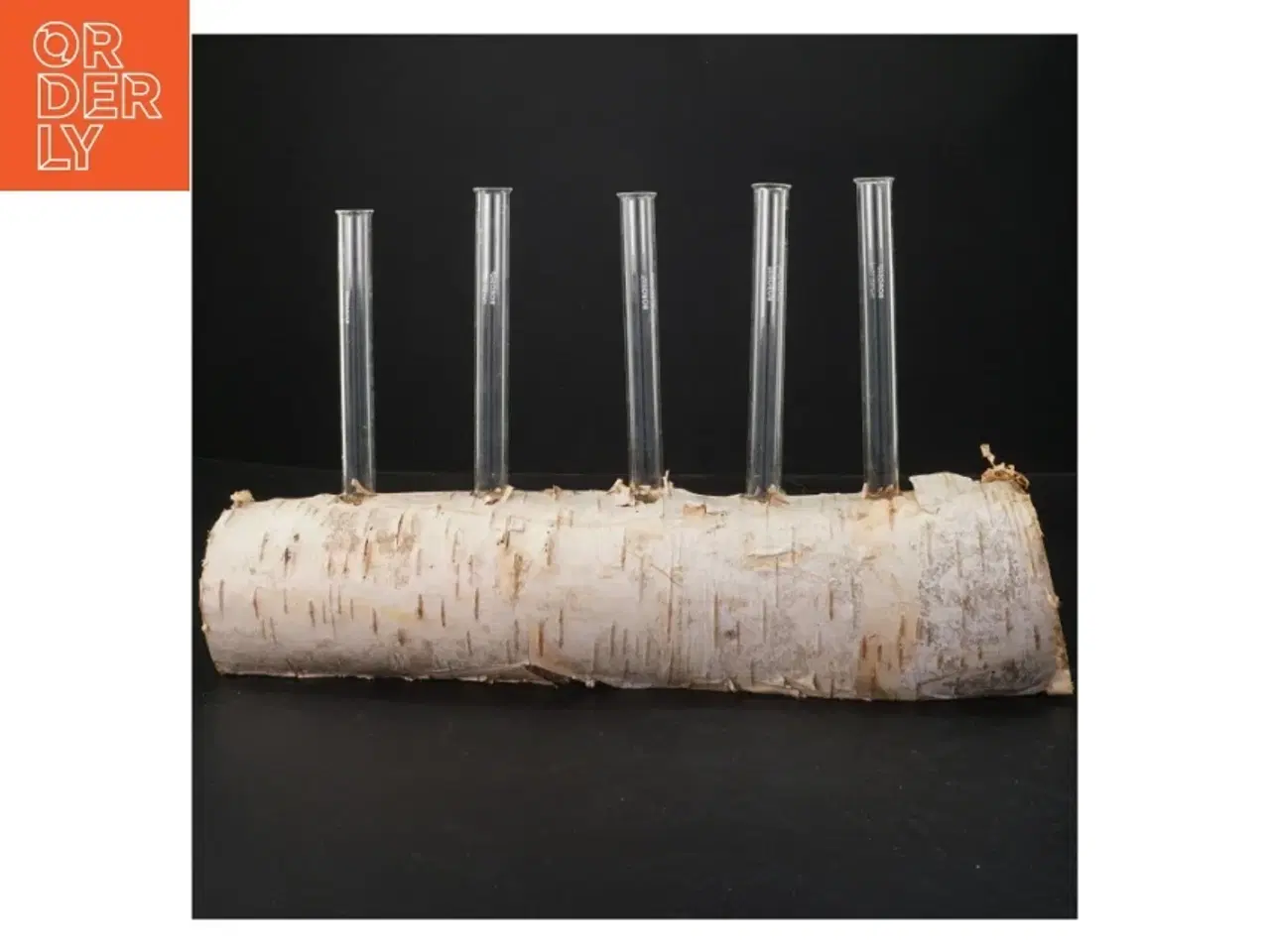 Billede 1 - Unik blomsterholder i birketræ med reagensglas (str. 35x21 cm)