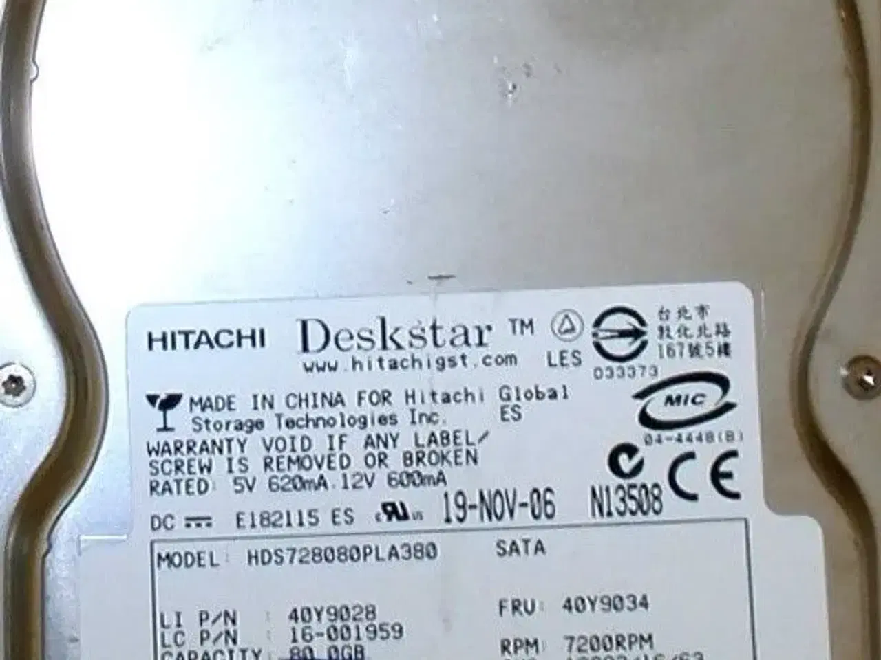 Billede 1 - Harddisk Hitachi sælges
