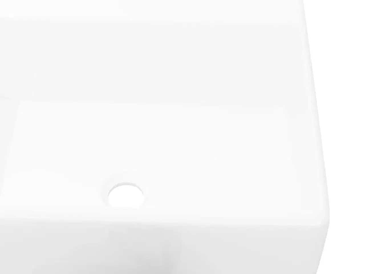 Billede 4 - Keramisk håndvask med vandhanehul hvid firkantet