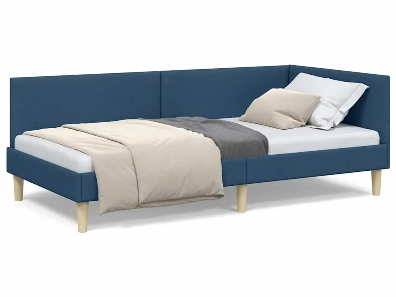 Billede 4 - Hjørnesengramme Andet Blå 90 x 200 cm Stof og Ingeniørtræ