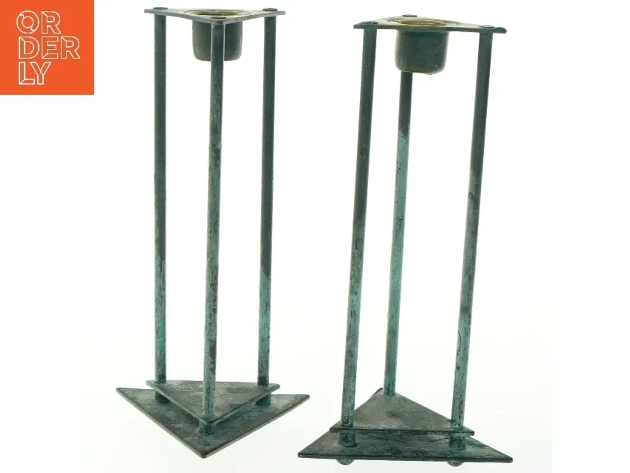 Billede 1 - Metallysestager i trekantet design (str. 20x10 cm)