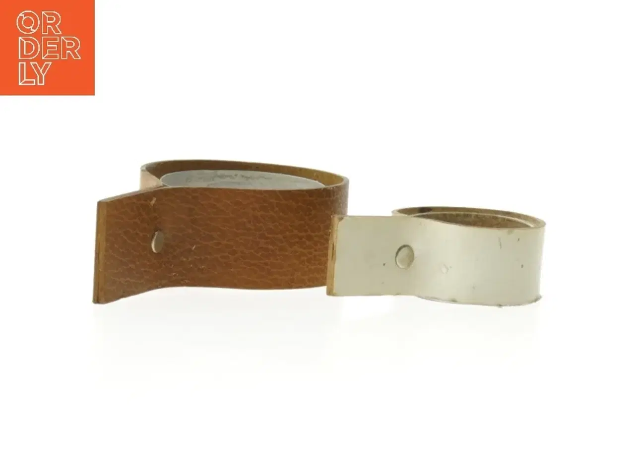 Billede 2 - Stearinlysholder i læder og metal