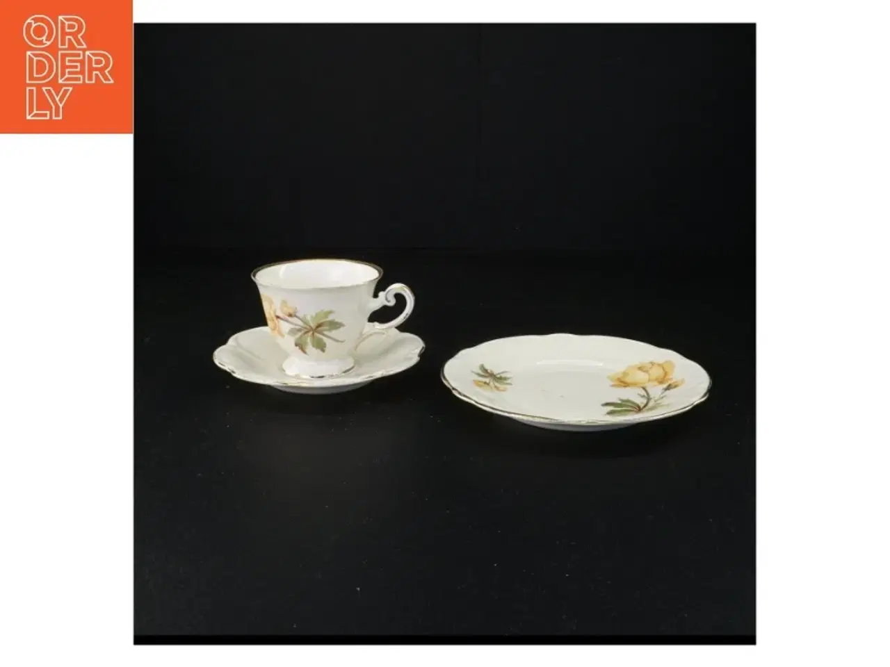 Billede 1 - Porcelænskaffesæt med blomstermotiv fra Antioinette (str. 16 x 8 cm)