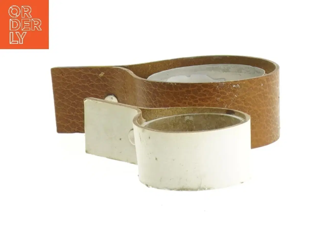 Billede 1 - Stearinlysholder i læder og metal