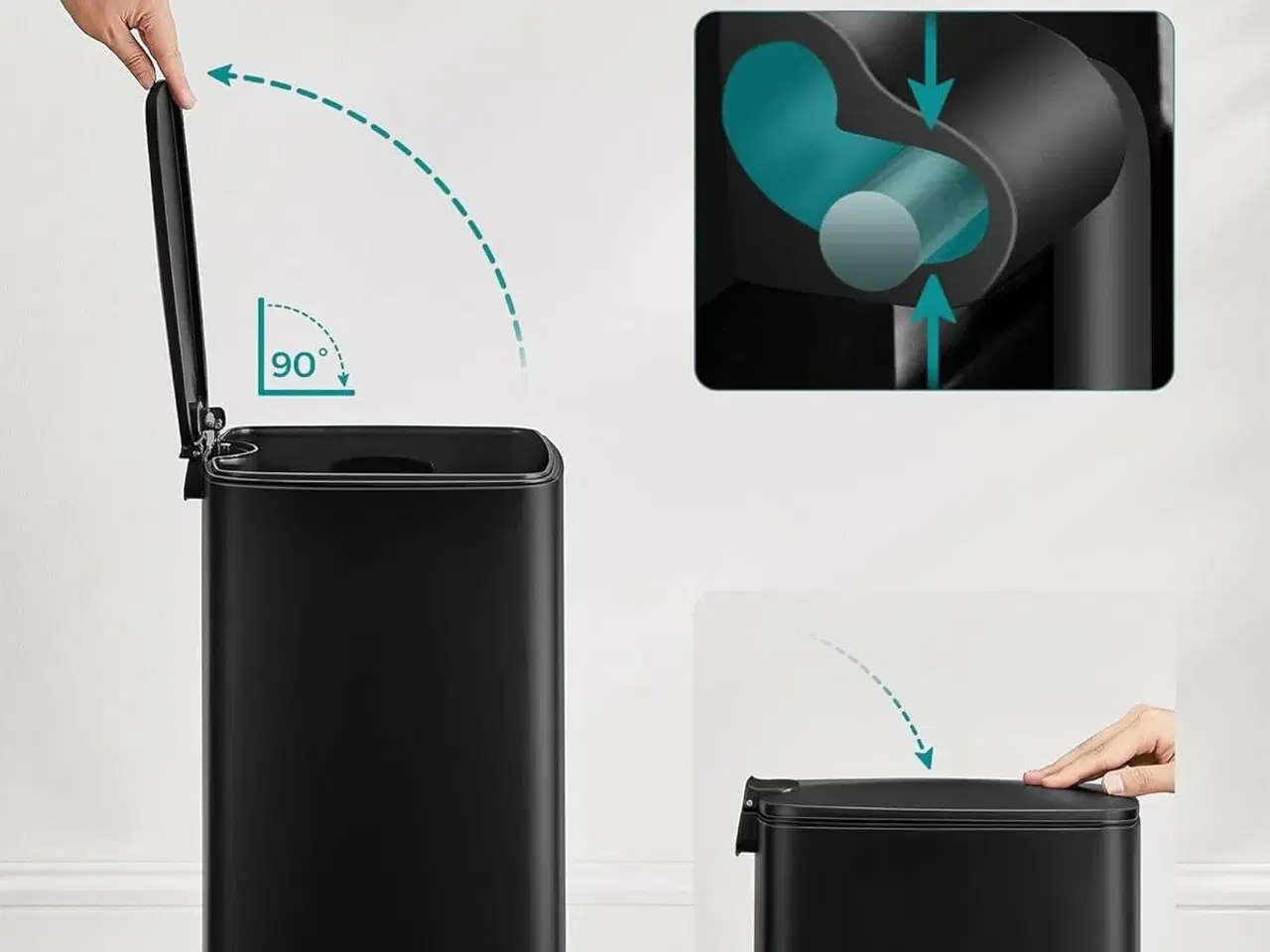 Billede 7 - Skraldespand 30 l køkkenpedalspand med inderspand, soft close, sort (LTB593B02)
