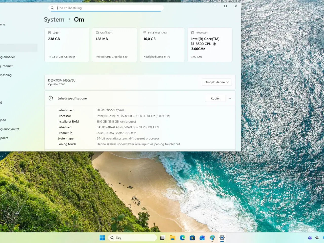 Billede 8 - Dell 7060 i5-8500 med 16 GB RAM og Windows 11 Pro