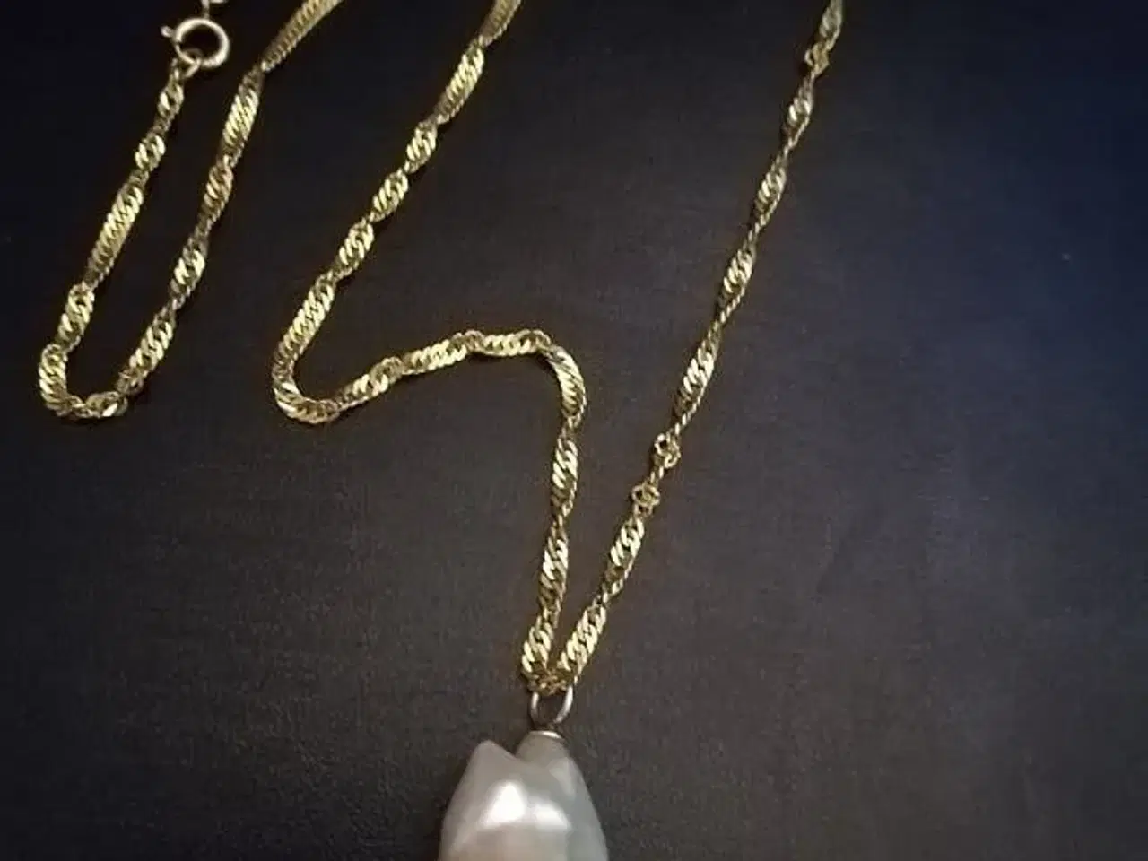 Billede 1 - Unik stor ægte perle med guldkæde 