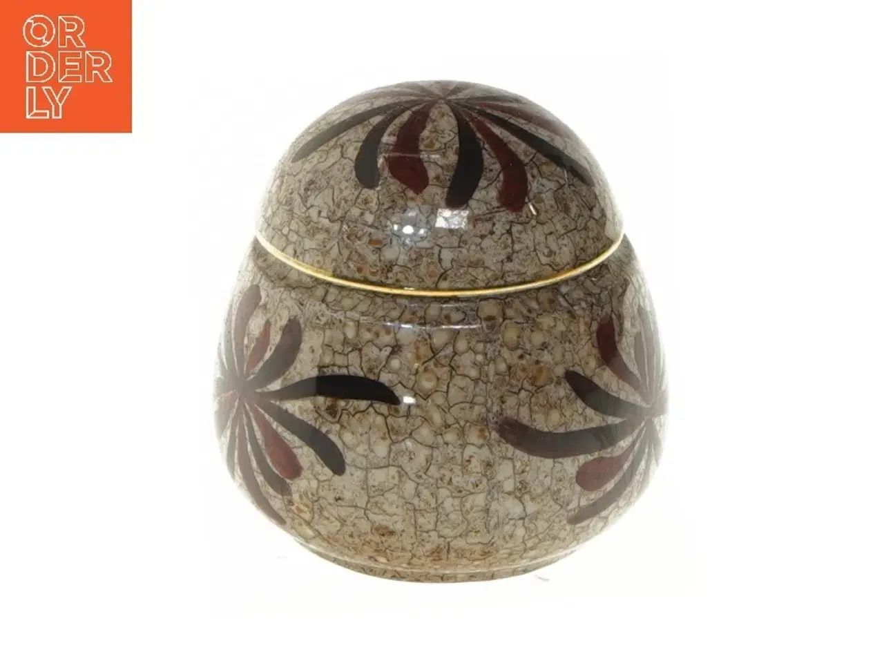 Billede 1 - Dekorativ porcelæn ingefærkrukke med låg (str. Ø 8,5x9,5 cm)