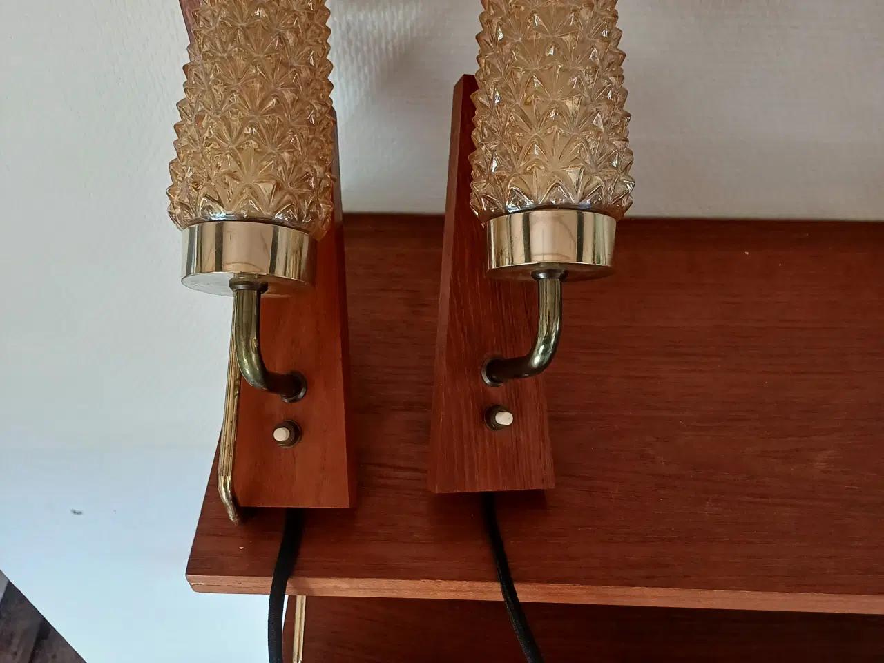Billede 1 - Vintage væglamper, med stof ledning 