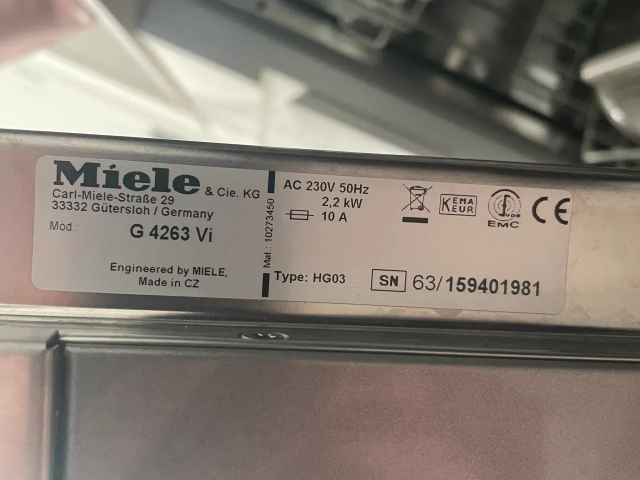 Billede 4 - Miele opvaskemaskine brugt 2 år. 