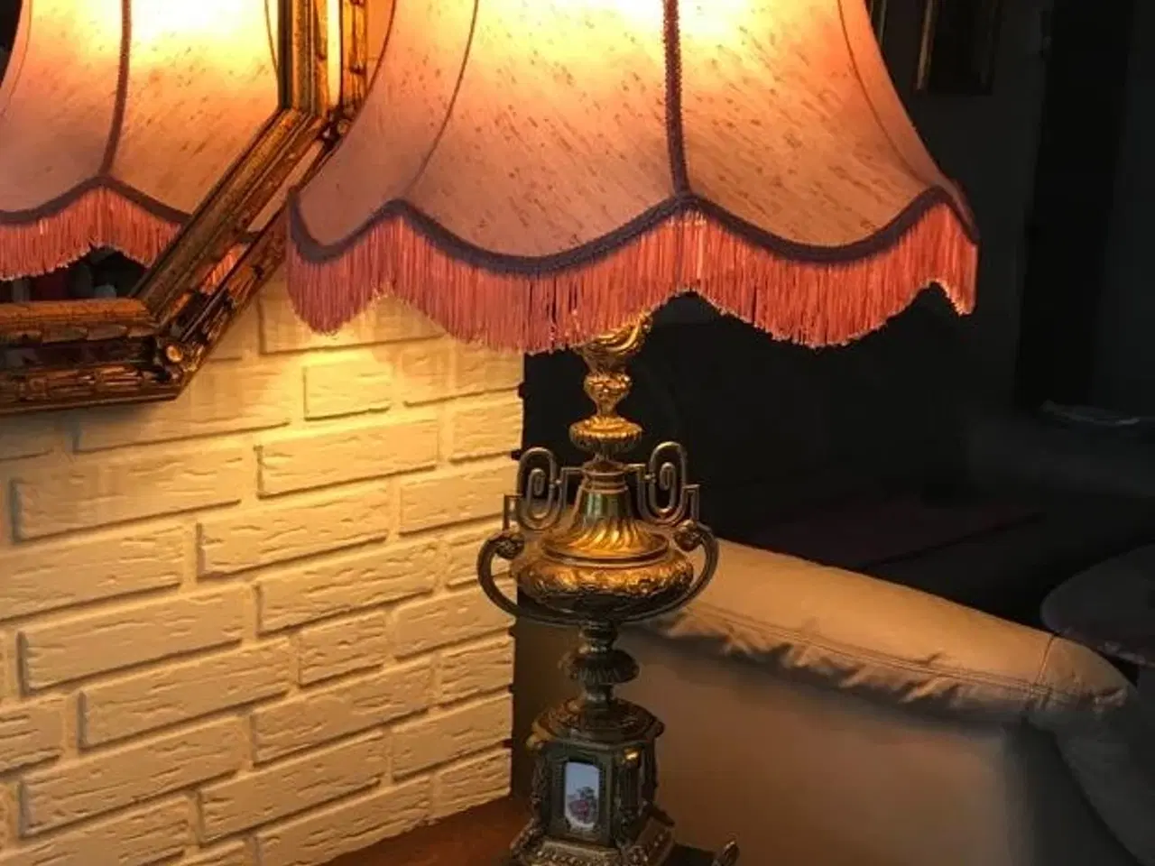 Billede 1 - Antik unik messing bordlampe