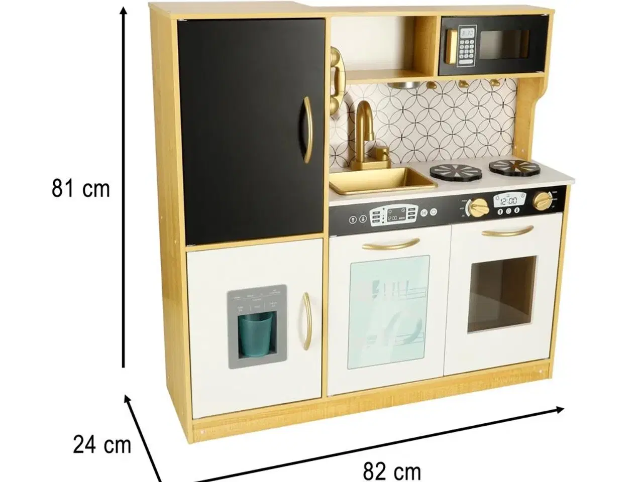 Billede 14 - Legekøkken i træ til børn med køleskab – guld