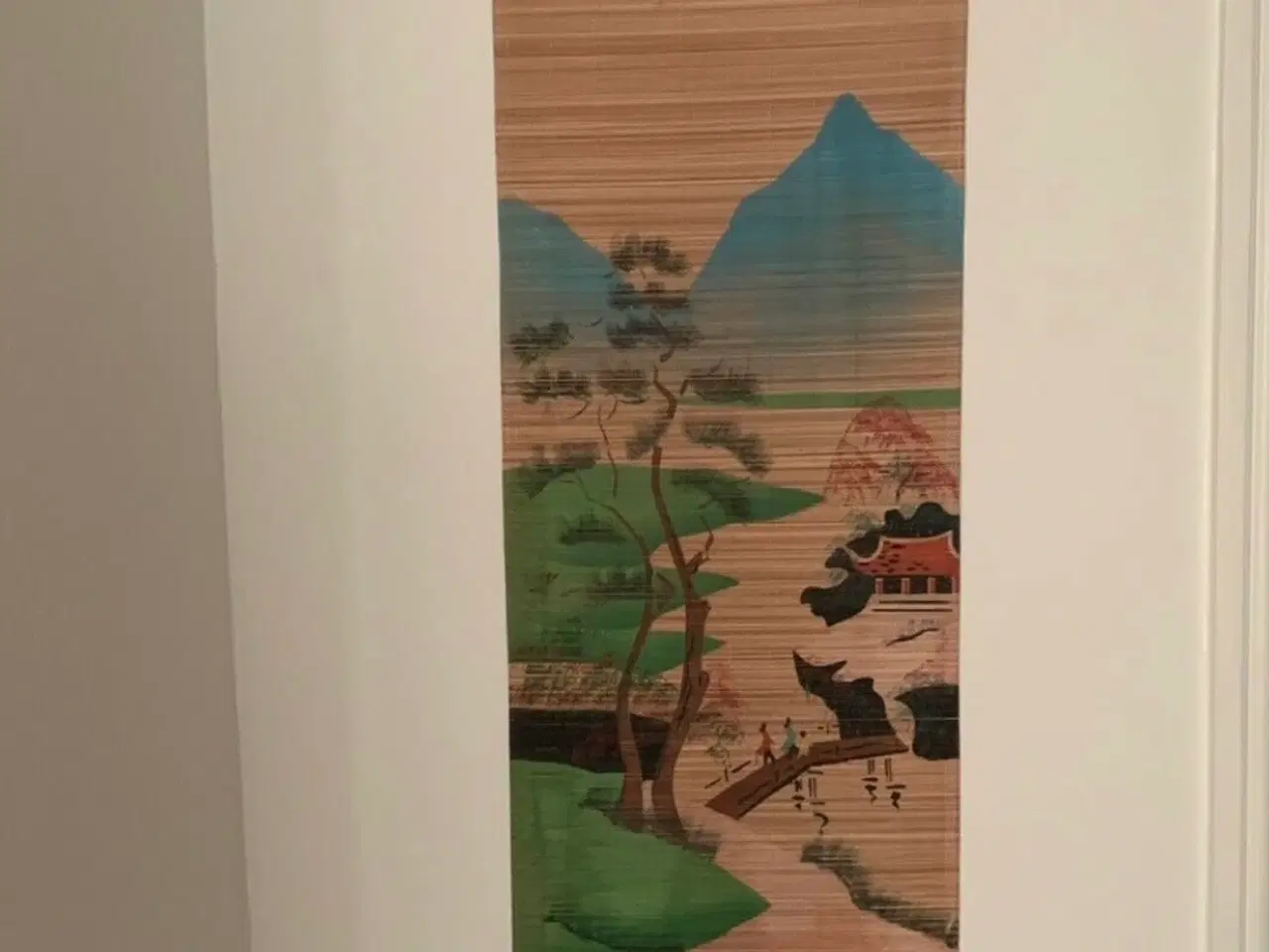Billede 1 - Kinesisk billede udført på håndskåret bambus