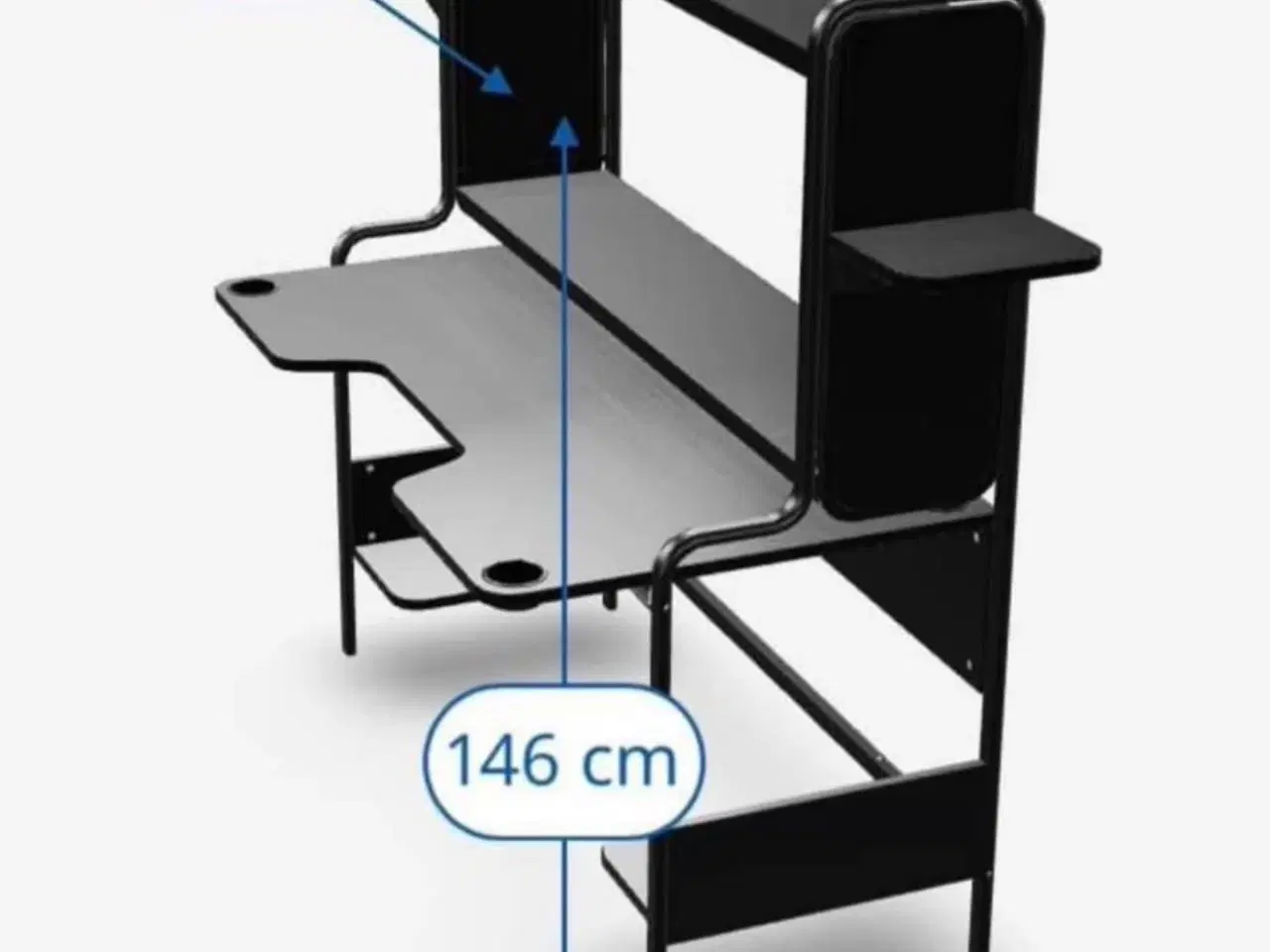 Billede 3 - Gaming desk with shelves 185×146 cm black