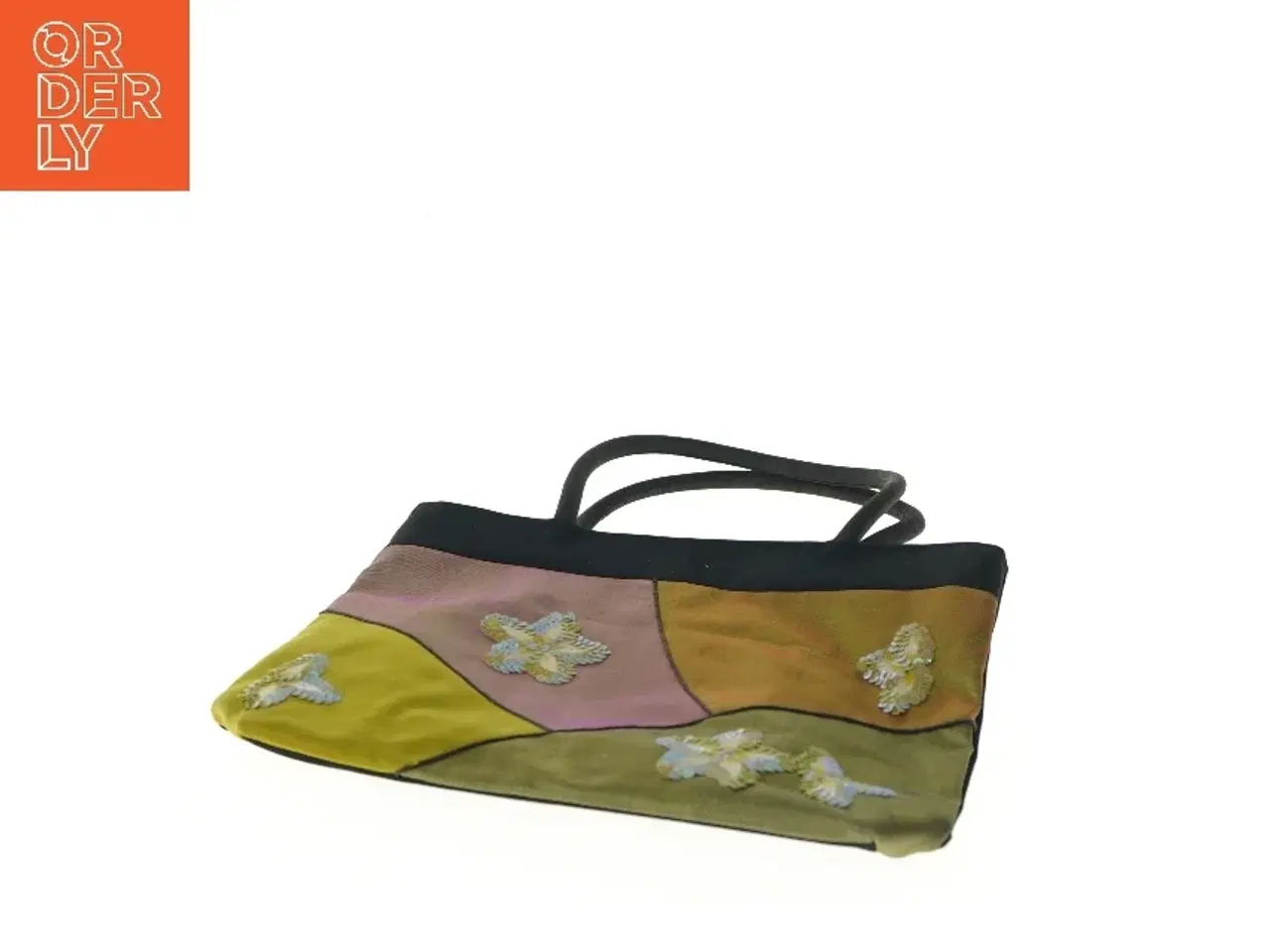 Billede 4 - Tote taske med blomsterapplikationer (str. 27x22,5 cm)