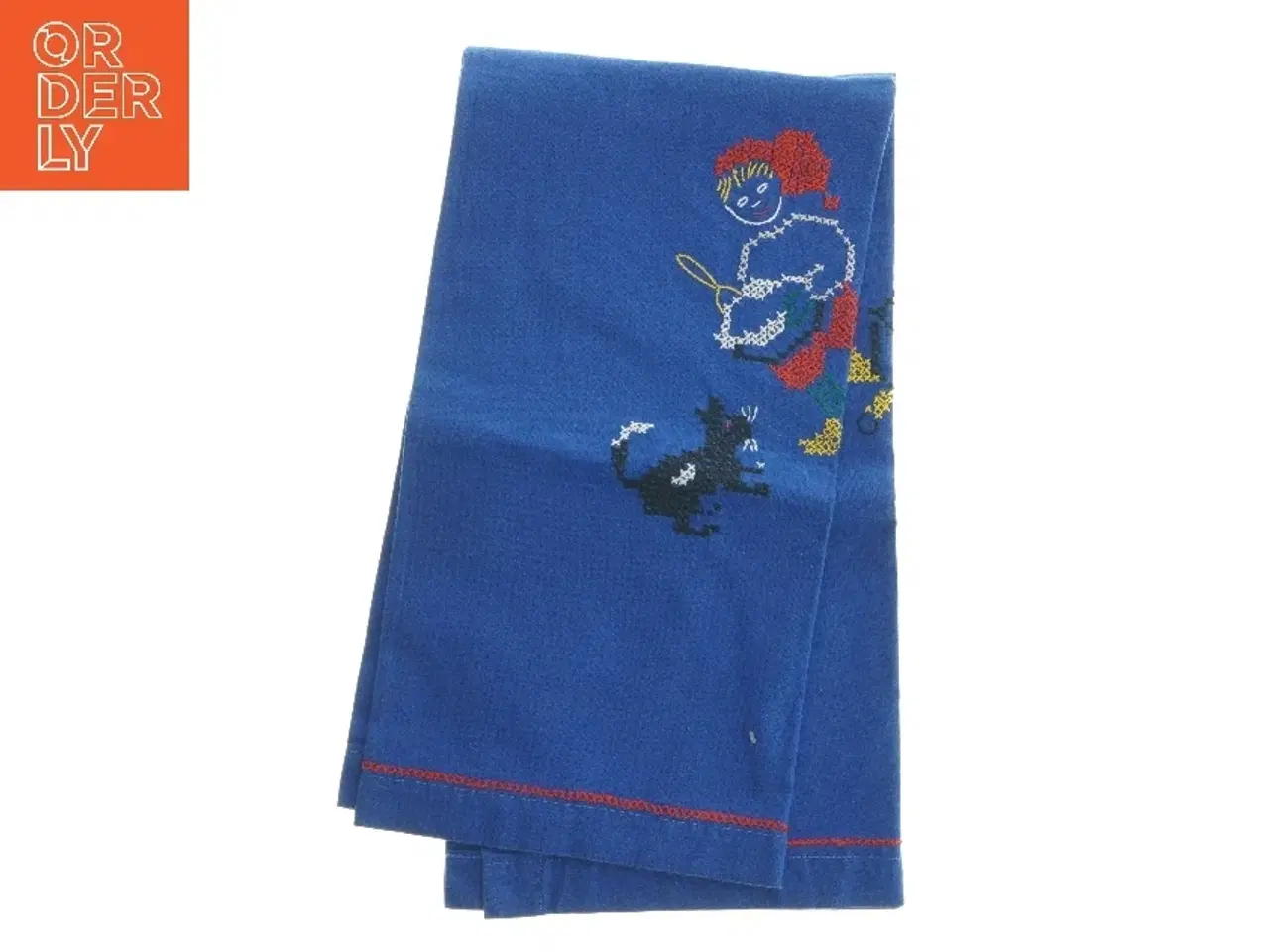 Billede 2 - Blå jule dug med broderi (str. 80x88 cm)