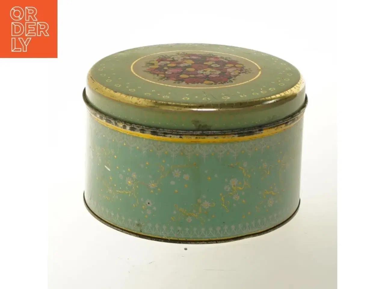 Billede 1 - Dekorativ rund metaldåse (str. Ø 19x11,5 cm)