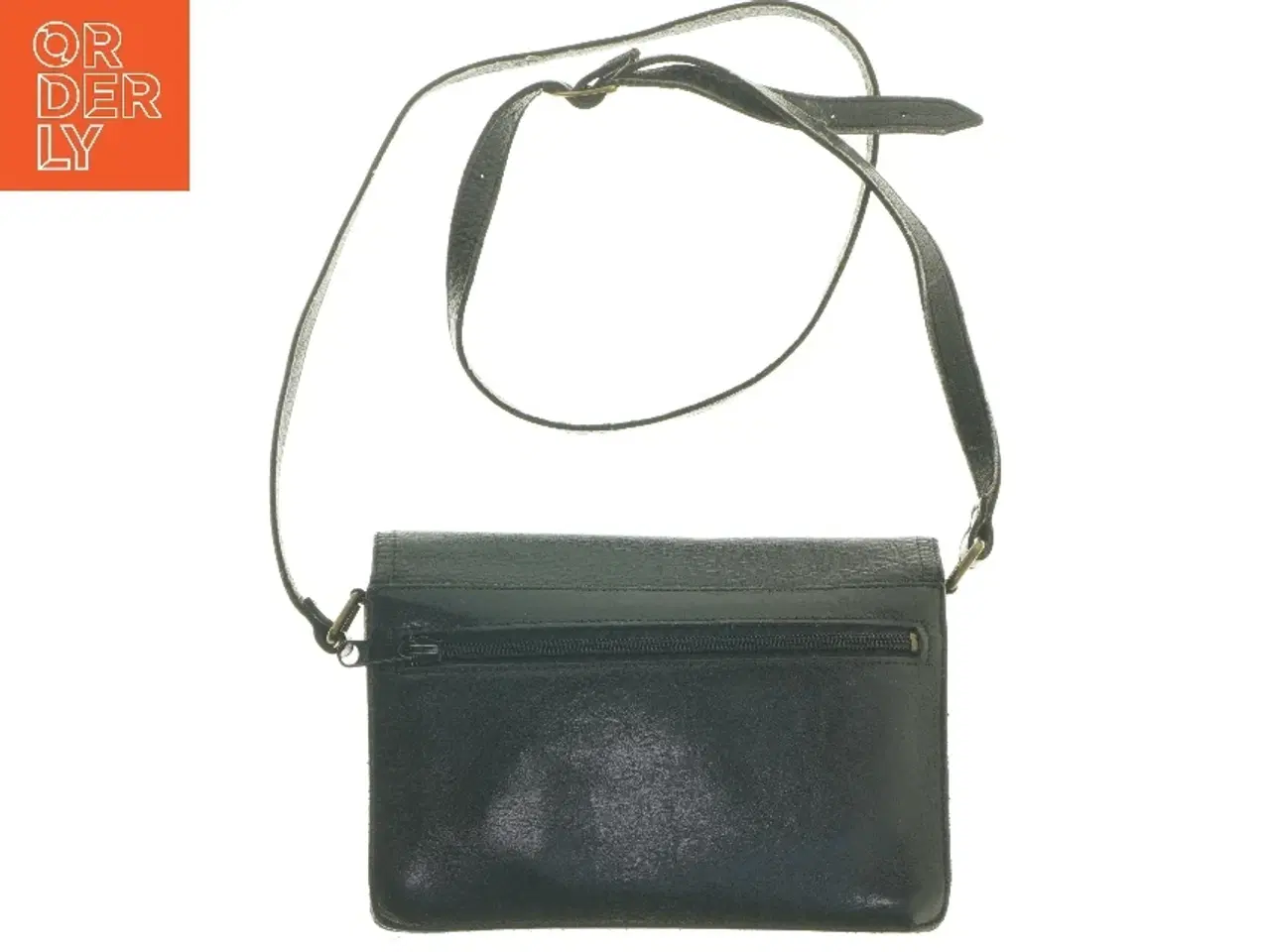 Billede 4 - Sort læder skuldertaske fra Calvini (str. 22x15 cm)