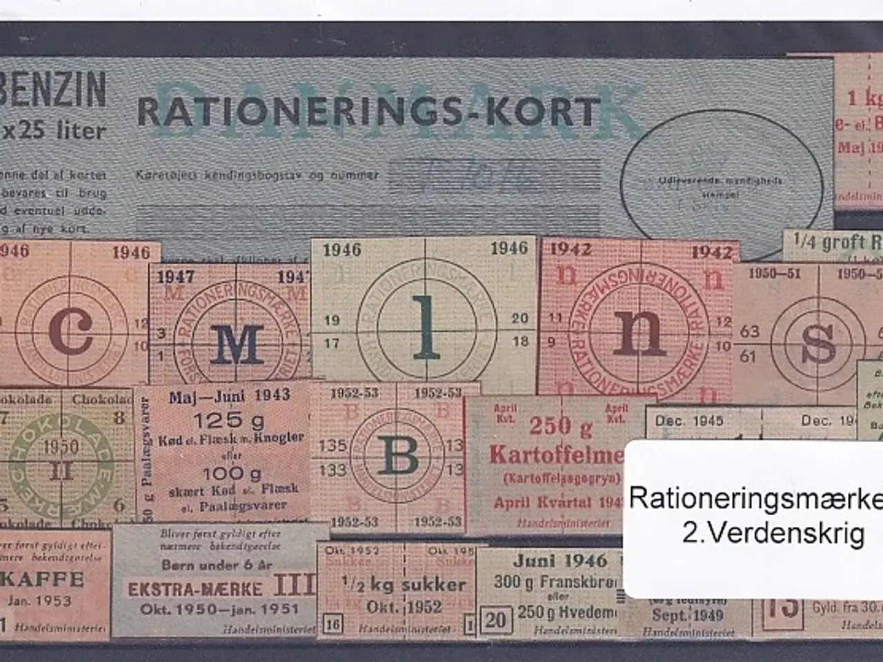 Billede 1 - Rationeringsmærker - 2. Verdenskrig