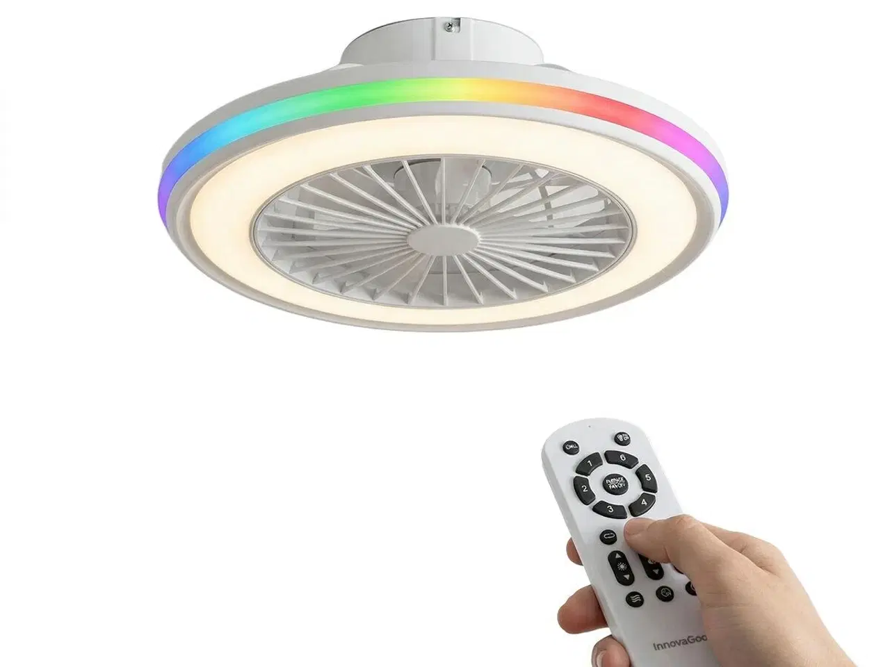 Billede 6 - Nexory loftventilator med skjulte blade og RGB LED - fjernbetjent, hvid, Ø 50 cm