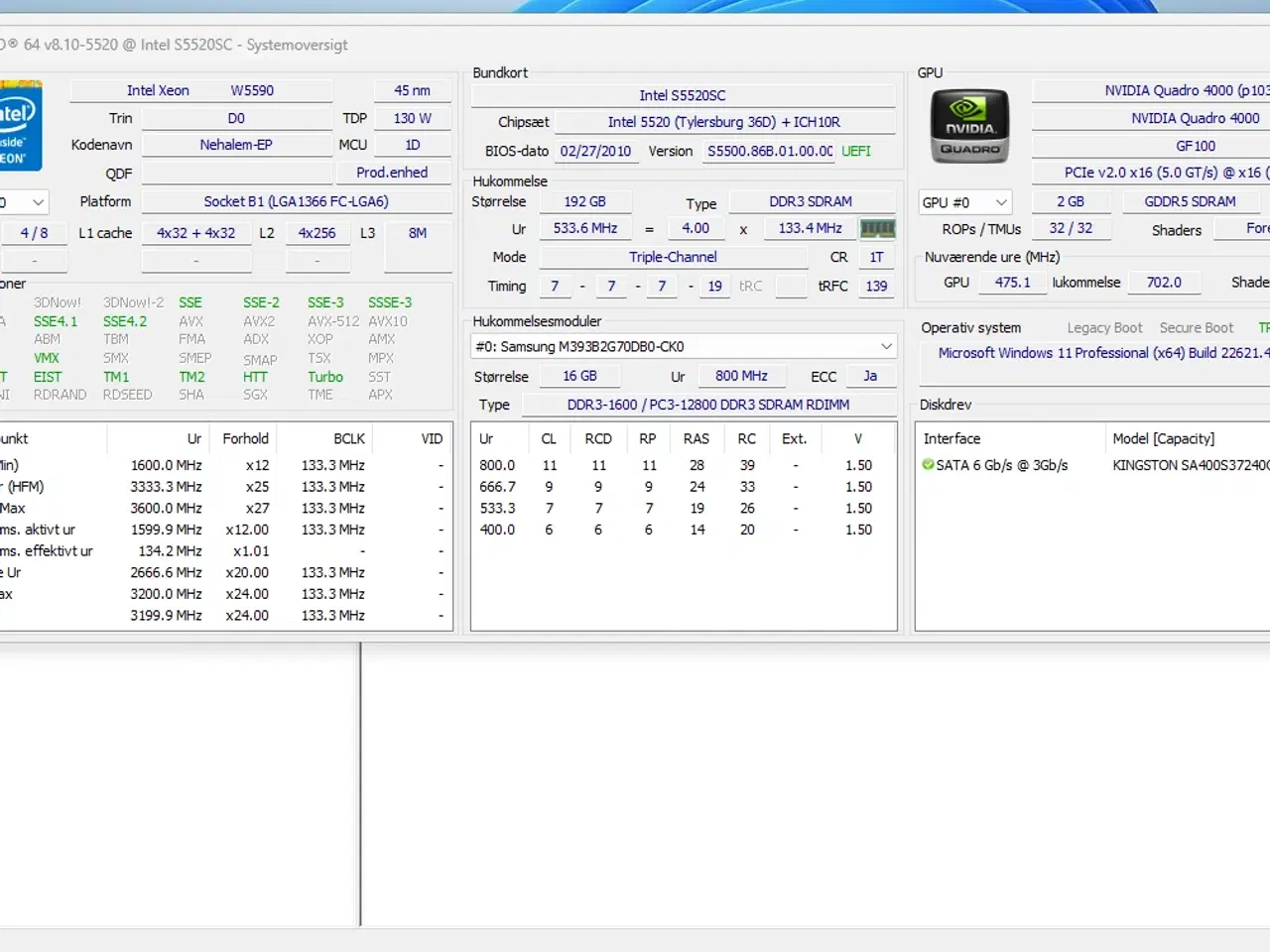 Billede 2 - computer 2 x XEON W5590 192 GB ram Quadro 4000