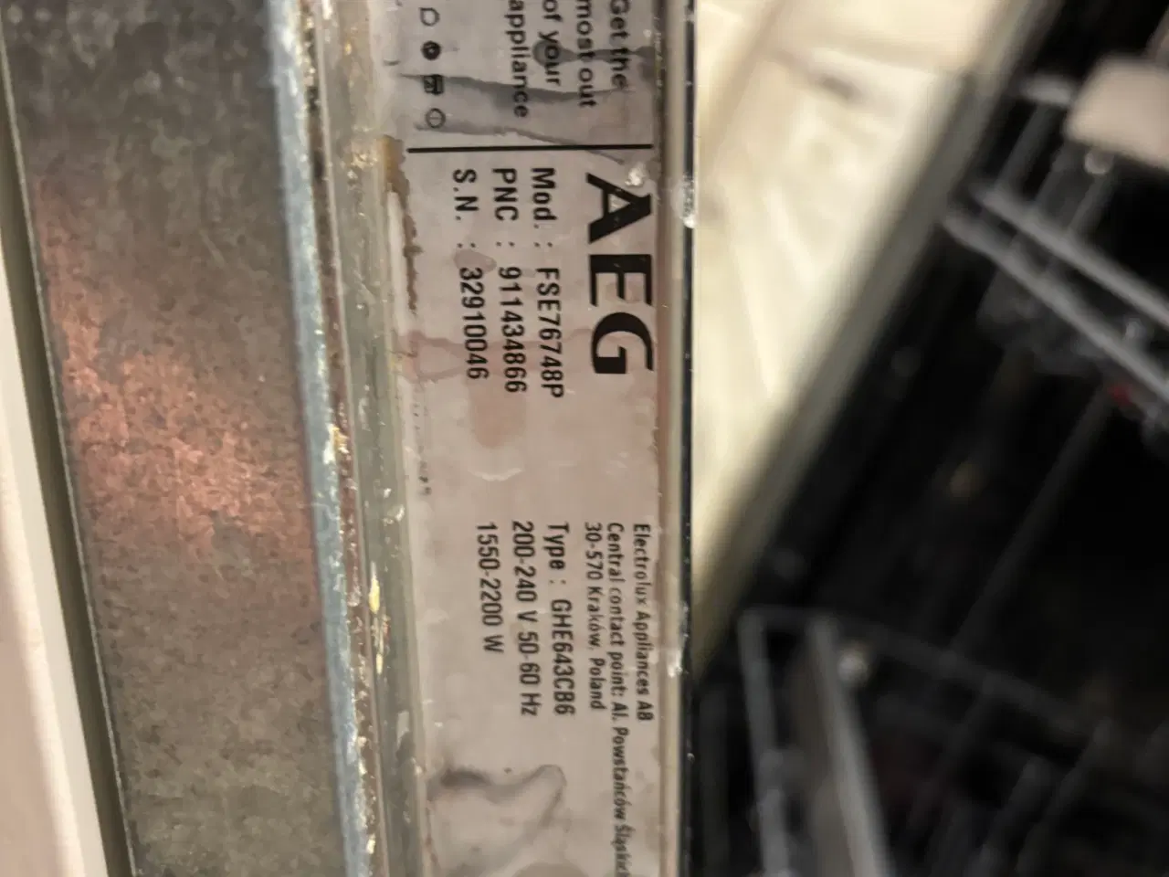 Billede 2 - DEFEKT AEG integreret opvaskemaskine