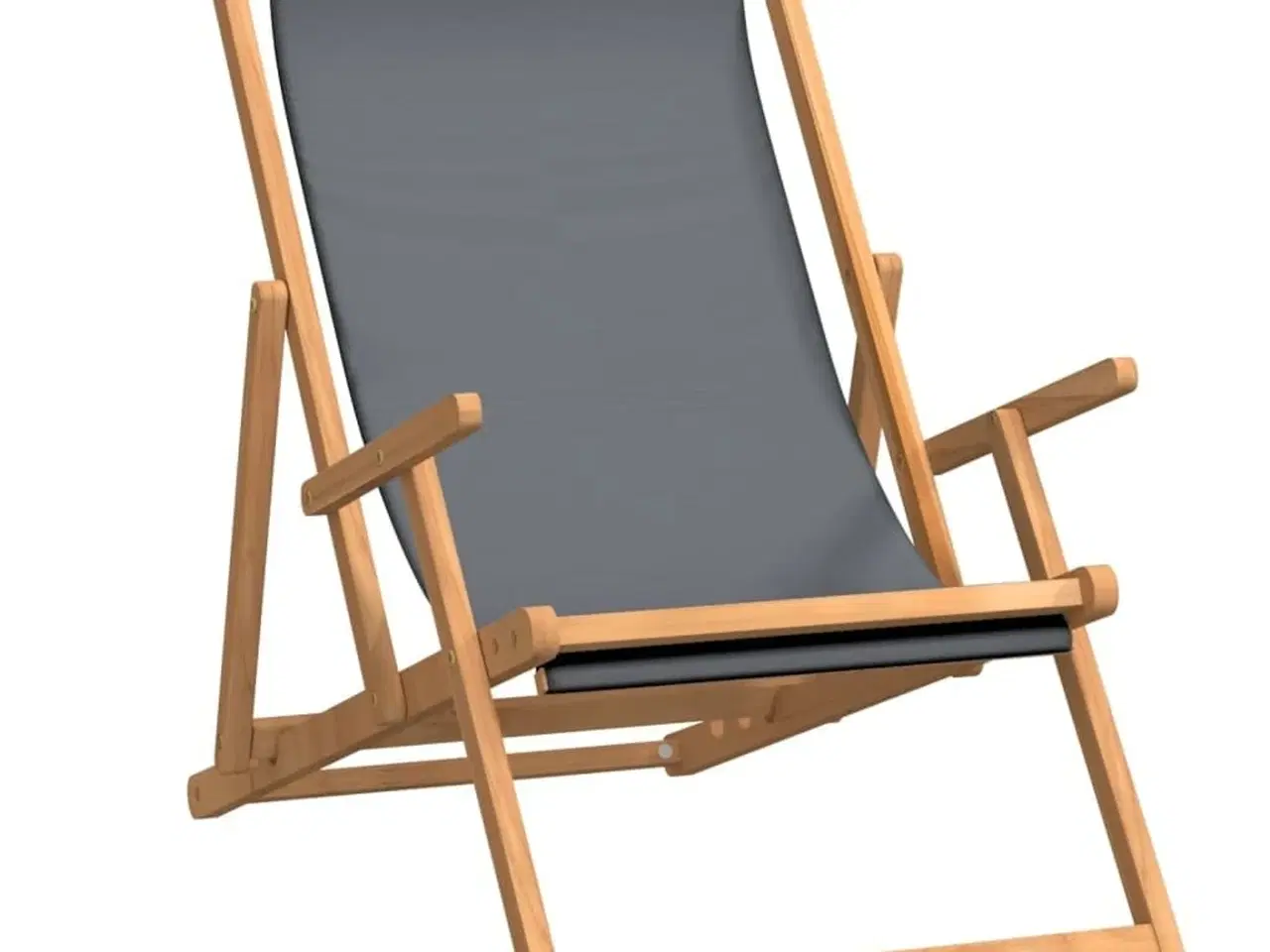 Billede 2 - Foldbar strandstol massivt teaktræ grå