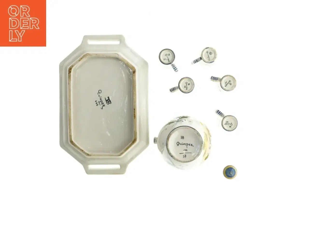 Billede 3 - Fransk fajance service fra Quimper (str. 24 x 16 cm - 3 x 4 cm)
