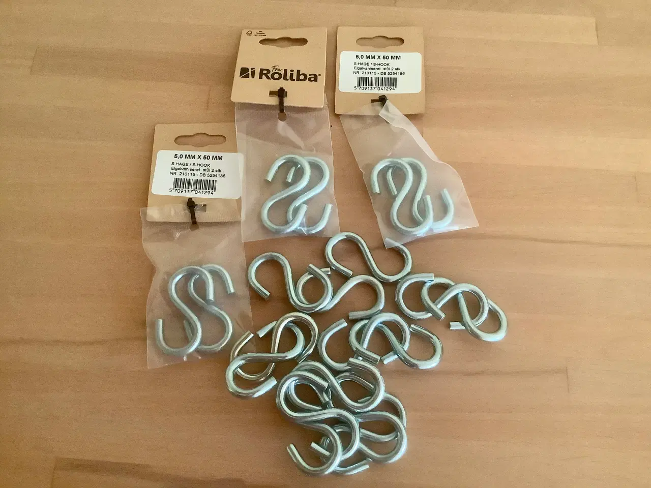 Billede 1 - S kroge i elgalvaniseret stål. 5X50 MM.