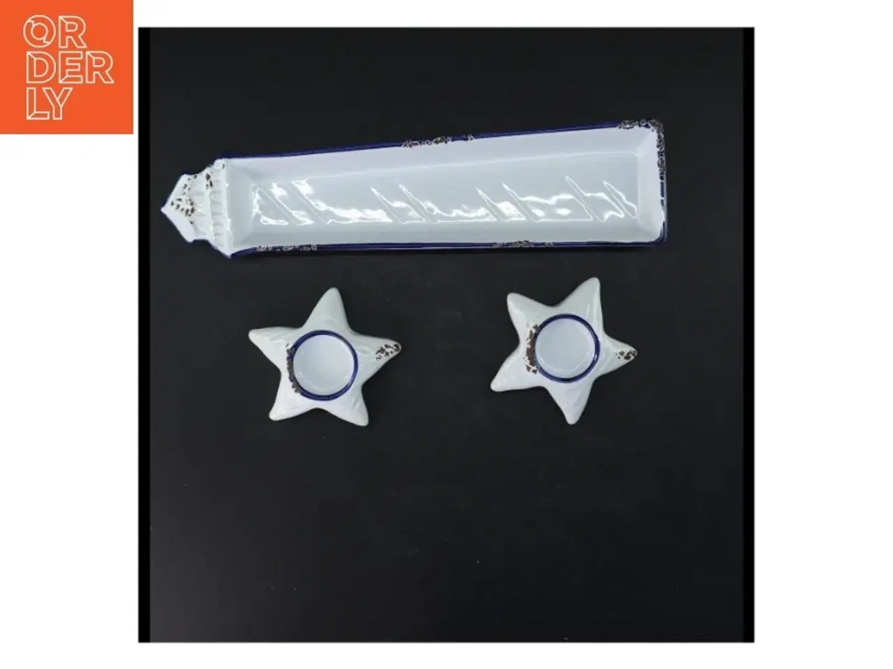 Billede 1 - Dekorationsfad med tilhørende lysestager (str. Femogtredve , 5 x. 9 cm. og. 11 cm)