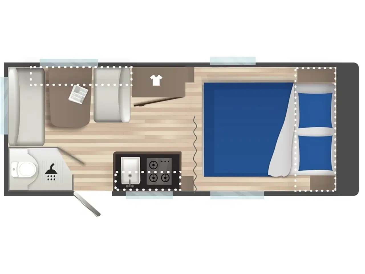 Billede 2 - 2024 - Caravelair ALBA 460 ARTIC   Let rejsevogn med queens bed og meget udstyr - til elbilen eller den mindre bil