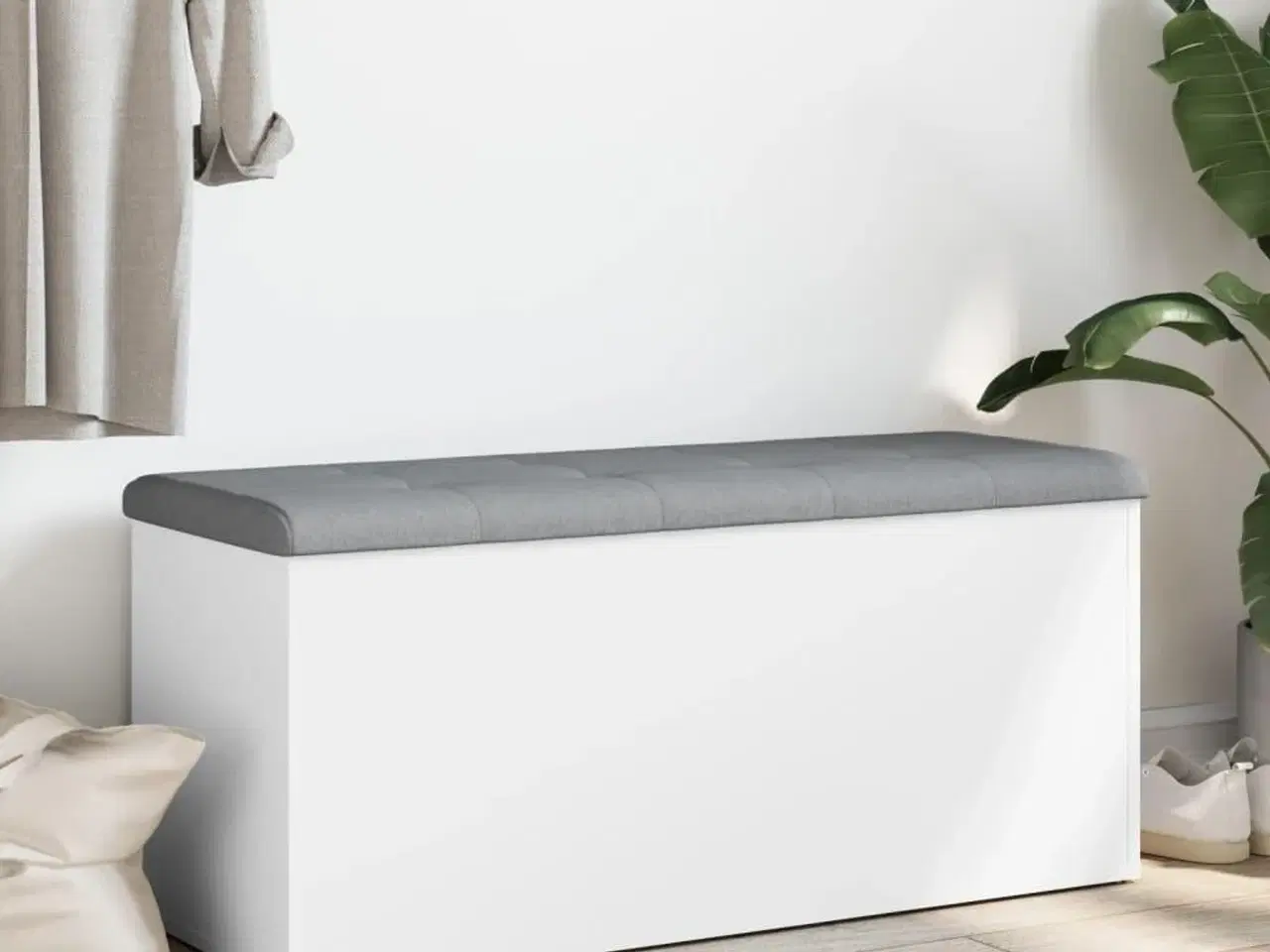 Billede 3 - Opbevaringsbænk hvid 102x42x45 cm konstrueret træ