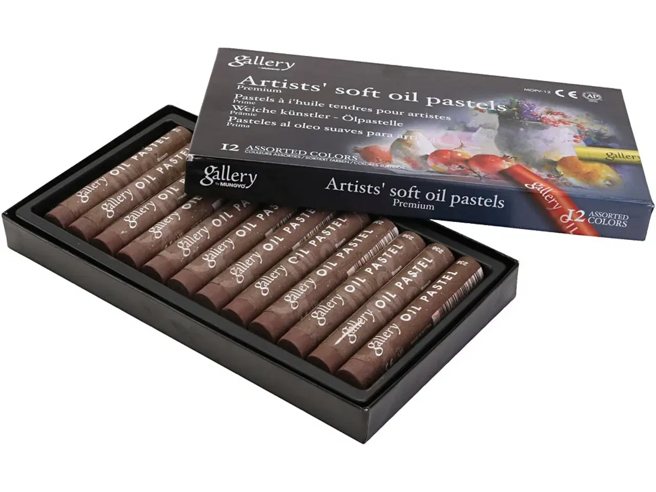Billede 1 - Gallery Oliepastel, L: 7 cm, diam. 11 mm, tykkelse 11 mm, brun, 12stk./ 1 pk.