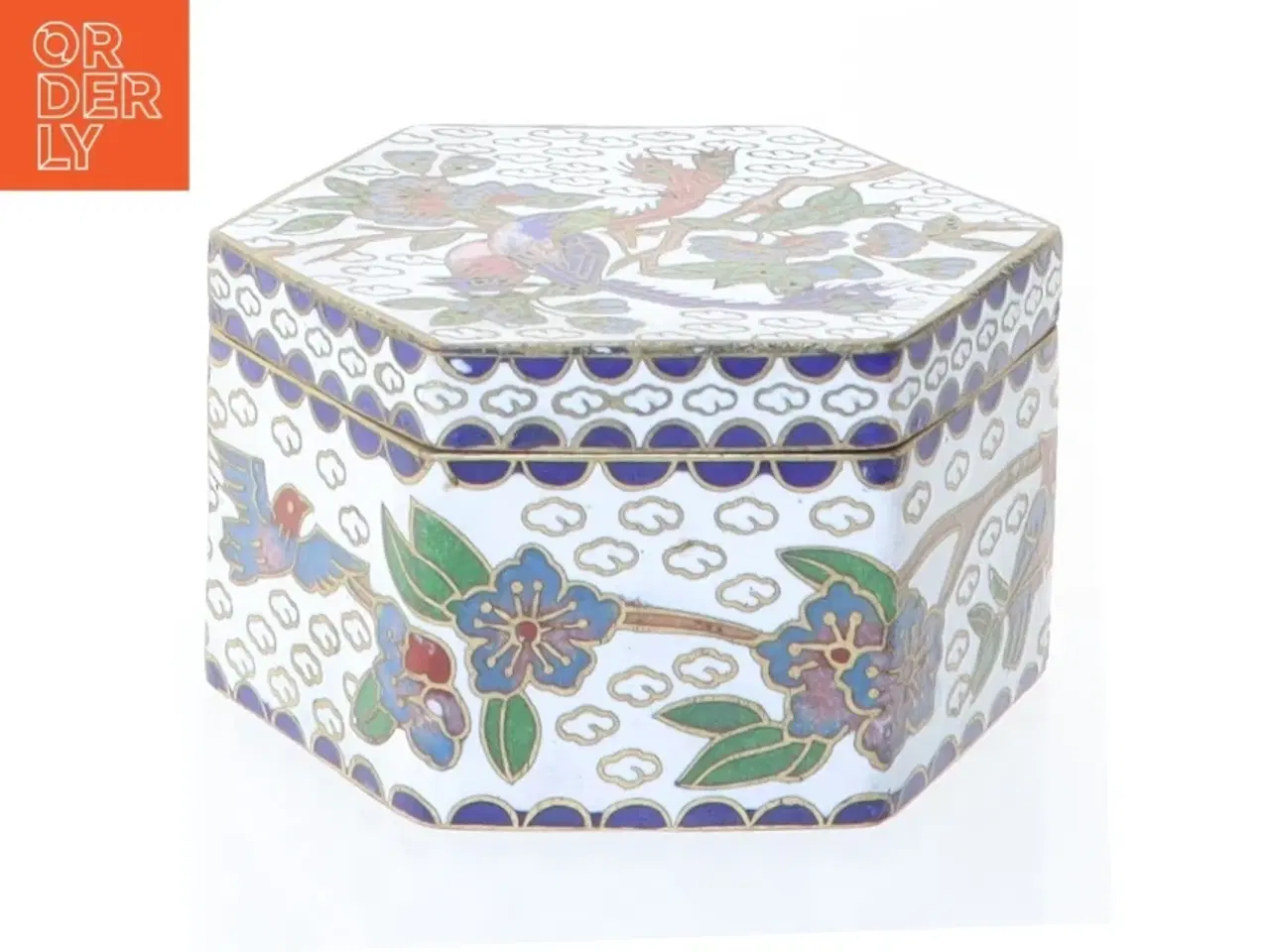 Billede 1 - Keramisk smykkeskrin med låg (str. 6,5 x 6 x 4 cm)