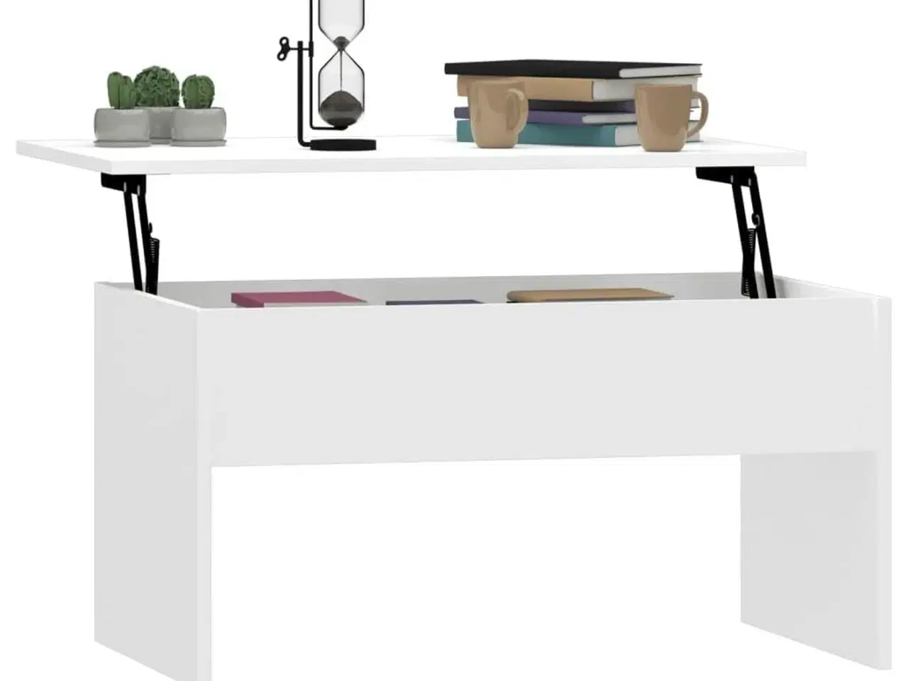 Billede 7 - Sofabord 80x50,5x41,5 cm konstrueret træ hvid højglans