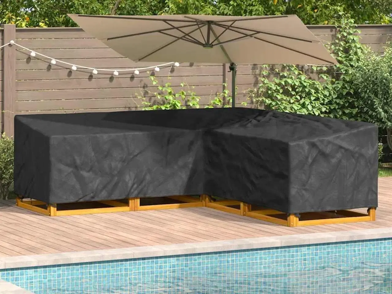 Billede 1 - Overtræk til havemøbler Sort 255 x 255 x 80 cm 210D Oxford Stof