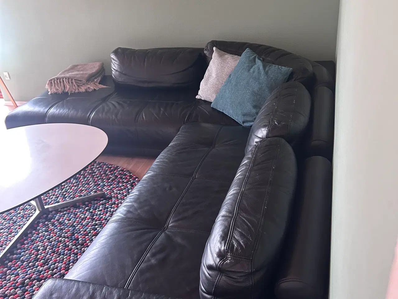 Billede 4 - Læderhjørnesofa